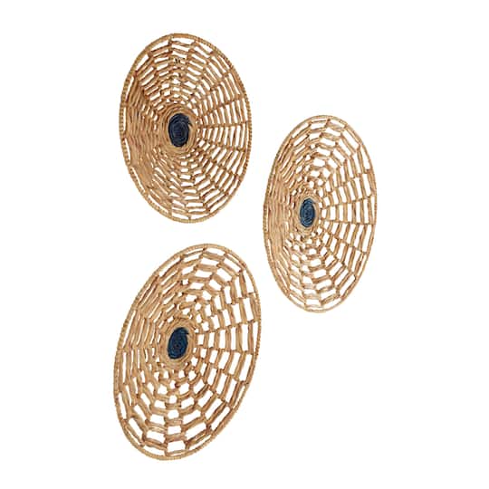 Set of 3 Brown Dried Plant Material Coastal Style Wall Decor, 28", 24", 20"